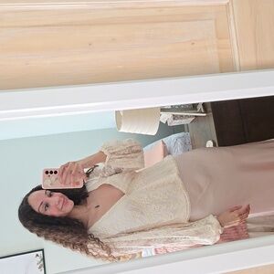 Altar'd State Libby Lace Babydoll Cream Blouse Small